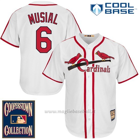 Maglia Baseball Uomo St. Louis Cardinals St Louis Stan Musial 6 Bianco Cool Base Cooperstown